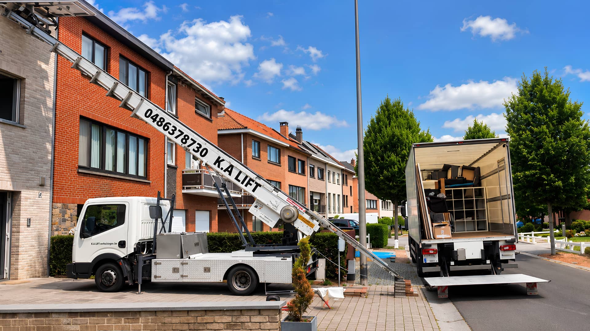 Camion de déménagement Kalift prêt pour un déménagement international au départ de Bruxelles
